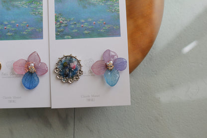 Monet Inspired Flower and Medallion No.9 ピアスTitanium Pierce 睡蓮