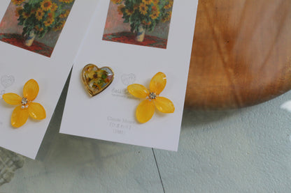 Monet Inspired Flower Earrings No.23 ピアスTitanium Pierce ひまわり
