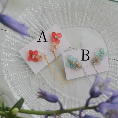 Hydrangea Flying Butterfly Earrings No.52 - Titanium Pierce(ピアス）