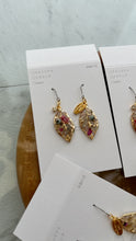 Small Leaf Earrings With Seasonal Flower Petals No.5  - Time limited