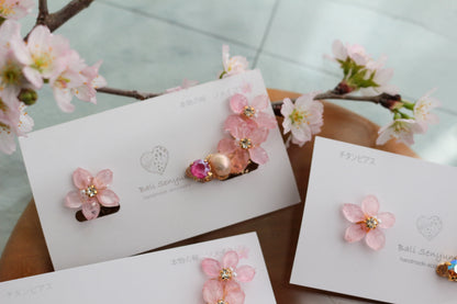Someiyoshino Double Sakura Earring and Ear Cuff #S028