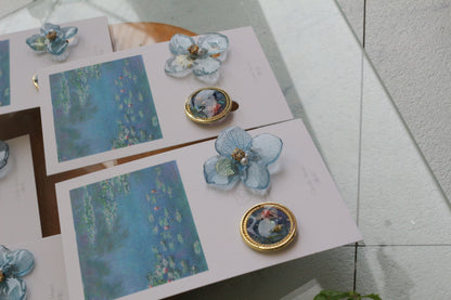Monet's Water Lilies Inspired Flower and Medallion No.26 イヤリング Clip-on 睡蓮