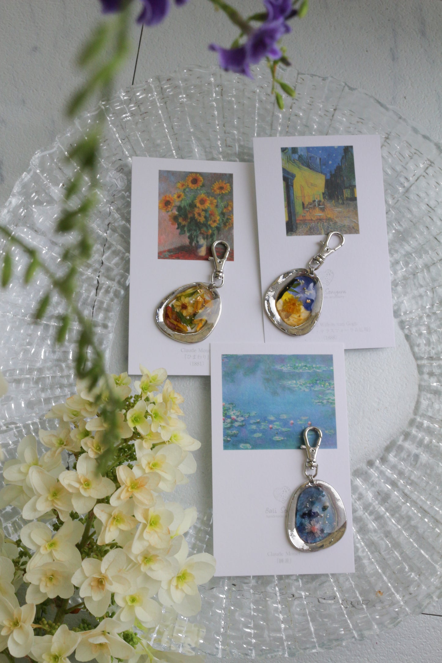 Gogh Inspired Flower Key Chain No.1 Café Terrace at Night -夜のカフェ・テラスフォーラム広場