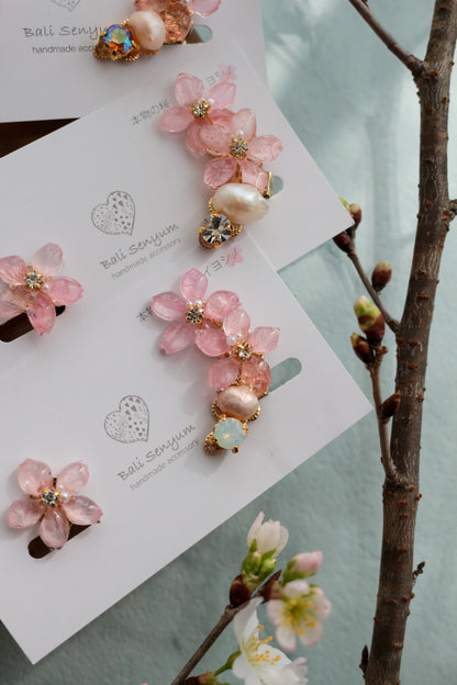 Someiyoshino Double Sakura Earring and Ear Cuff #S028