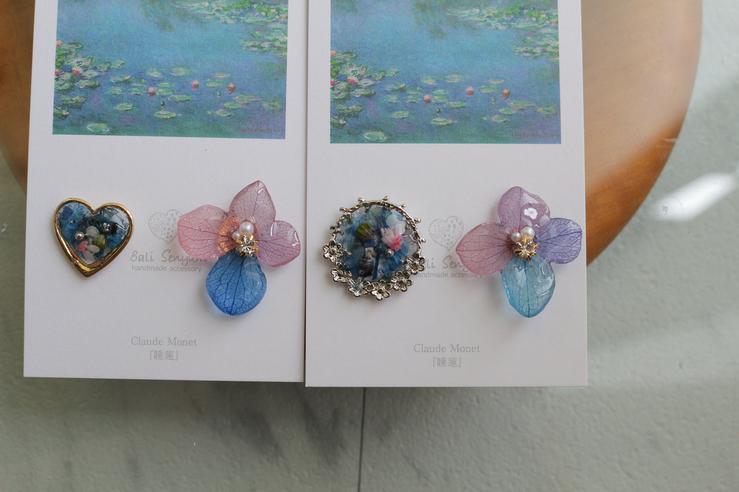 Monet Inspired Flower and Medallion No.9 ピアスTitanium Pierce 睡蓮