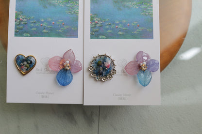 Monet Inspired Flower and Medallion No.9 ピアスTitanium Pierce 睡蓮