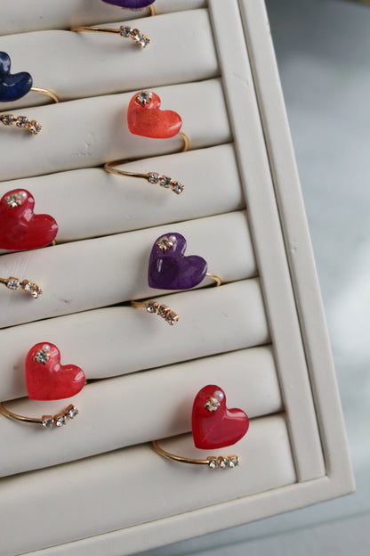 Heart Ring with Three Gems No.1