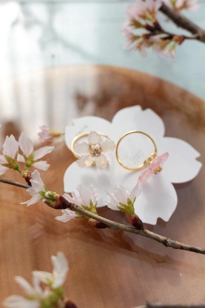 Someiyoshino Sakura Ring with Three Gems NEW #S053