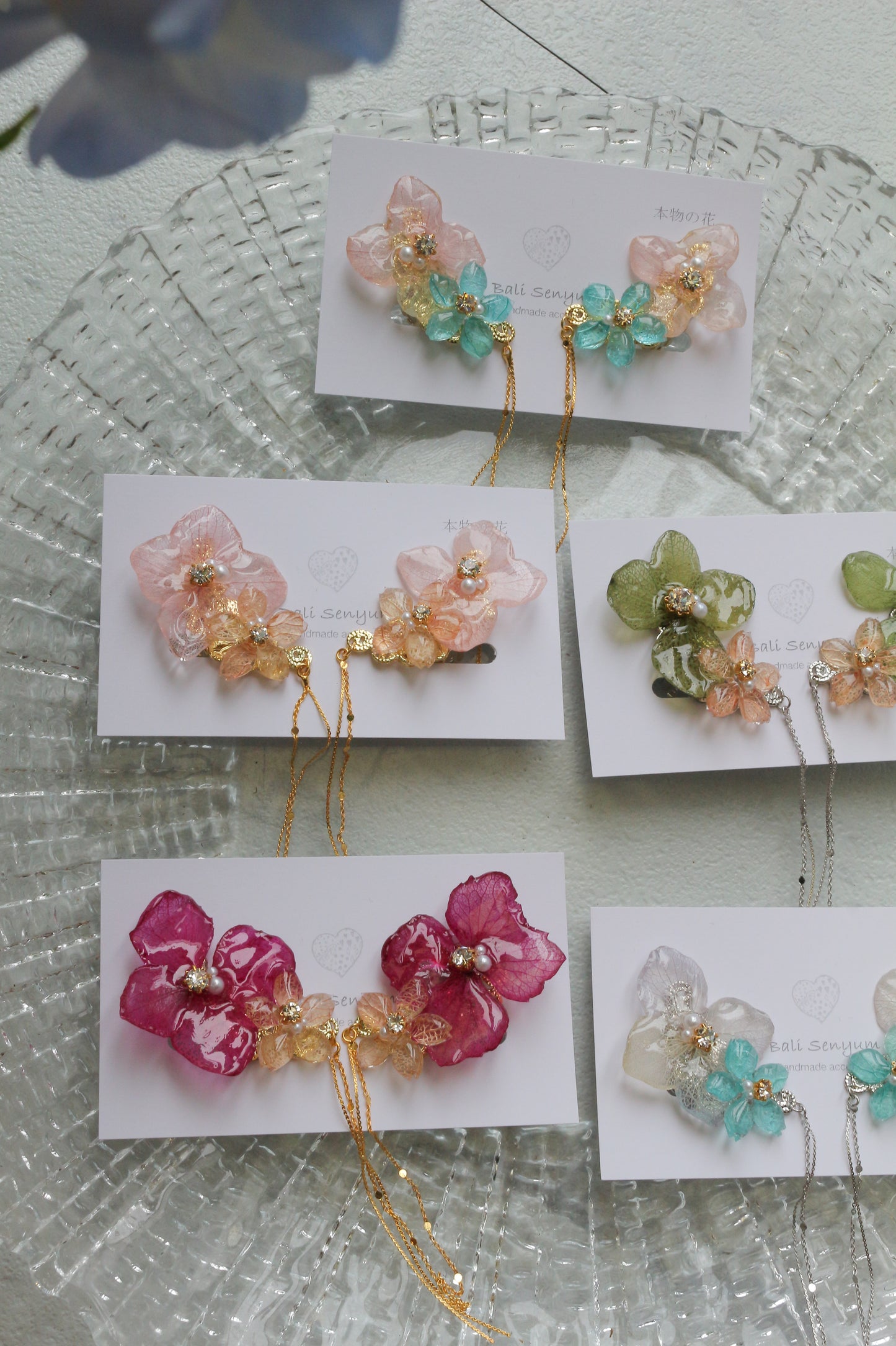 Hydrangea Flying Butterfly  No.55 - Clip-on(イヤリング）
