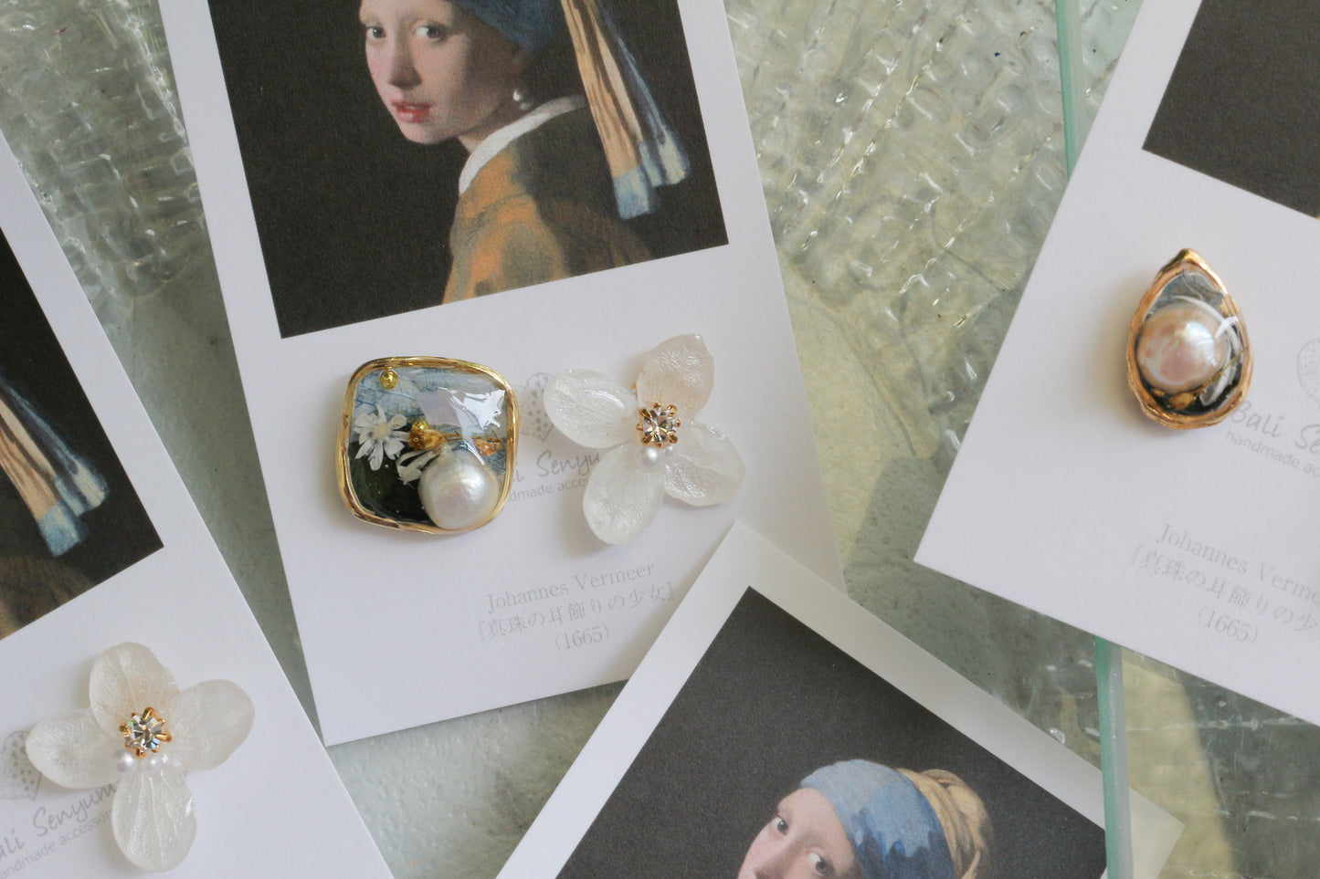 Vermeer's Inspired Flower and Medallion No.3 ピアス Pierce 真珠の耳飾りの少女