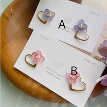 Hydrangea Heart metal 紫陽花　No.2 -  Titanium pierce ピアス