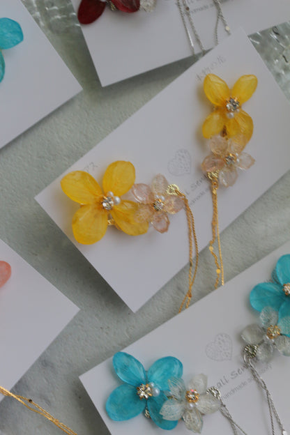 Hydrangea Flying Butterfly Earrings No.58 - Titanium Pierce(ピアス）