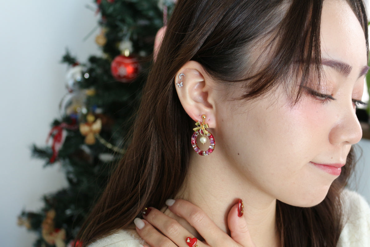 Christmas Wreath Earring (White Christmas) #21