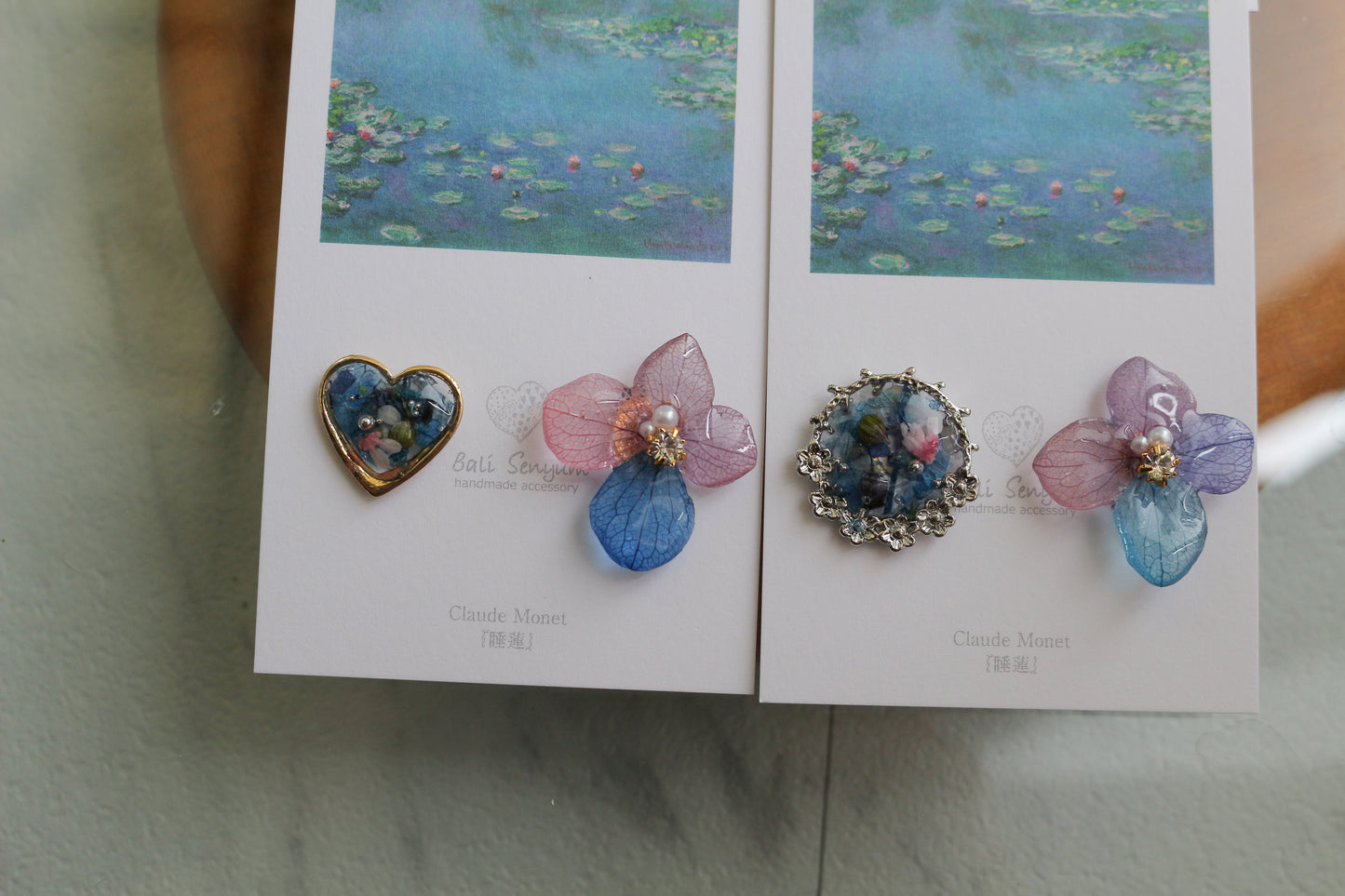 Monet Inspired Flower and Medallion No.9 ピアスTitanium Pierce 睡蓮