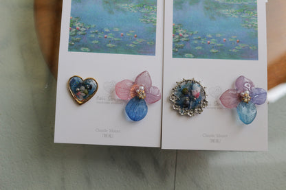 Monet Inspired Flower and Medallion No.9 ピアスTitanium Pierce 睡蓮