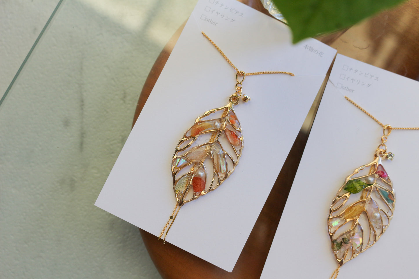 Leaf Necklace with chain 60cm  No.4