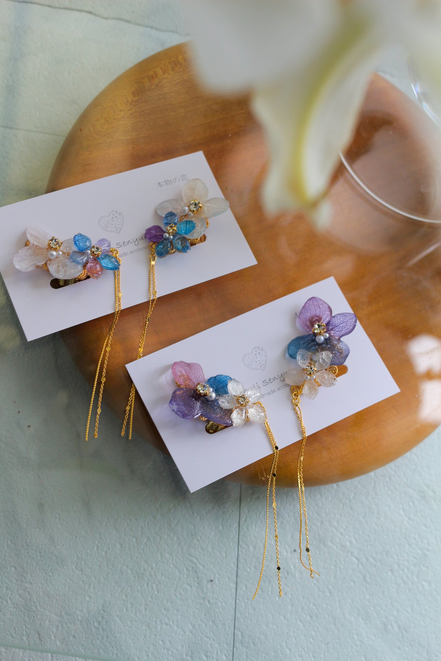 Hydrangea Flying Butterfly  No.34 - Clip-on(イヤリング）