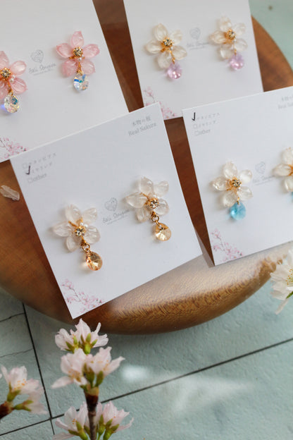 Someiyoshino Sakura Earrings with Sparkling Gem #051