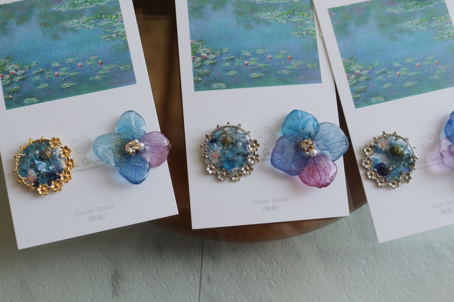 Monet Inspired Flower and Medallion No.12 ピアスTitanium Pierce 睡蓮