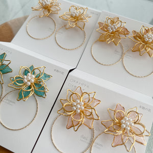 Three Layer Flower with Hoop Earrings with Color No.1