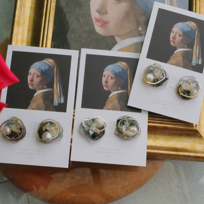 Vermeer's Inspired Flower & Pearl Earrings No.8 ピアス Pierce 真珠の耳飾りの少女
