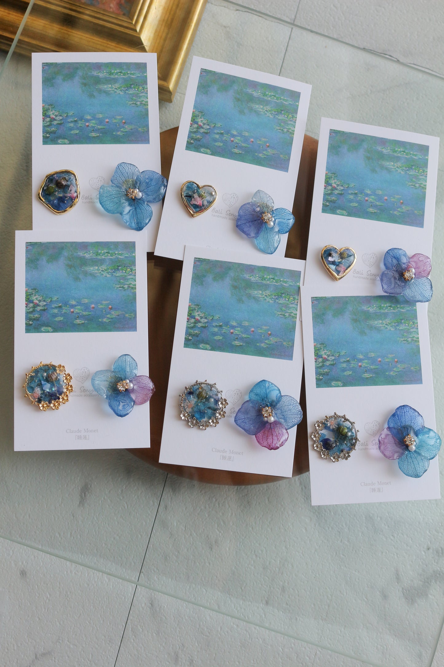 Monet Inspired Flower and Medallion No.12 ピアスTitanium Pierce 睡蓮