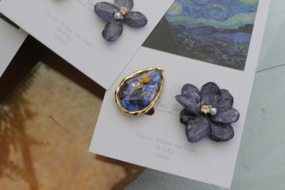 Gogh Inspired Flower and Medallion No.2 イヤリング Clip-on 星月夜