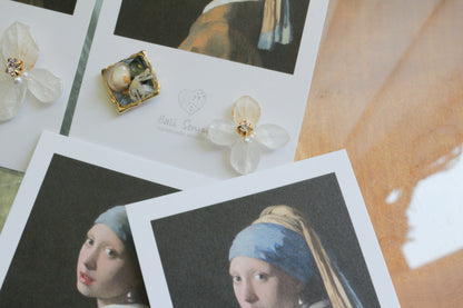 Vermeer's Inspired Flower and Medallion No.3 ピアス Pierce 真珠の耳飾りの少女