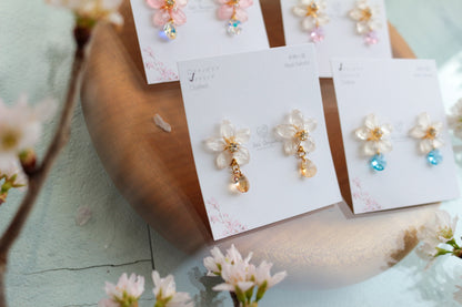 Someiyoshino Sakura Earrings with Sparkling Gem #051