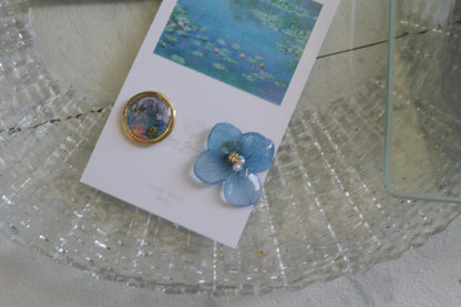 Monet Inspired Flower and Medallion No.35 ピアスTitanium Pierce 睡蓮