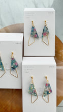 Claude Monet Water Lilies Inspired Triangular Floral Earrings -  No.4