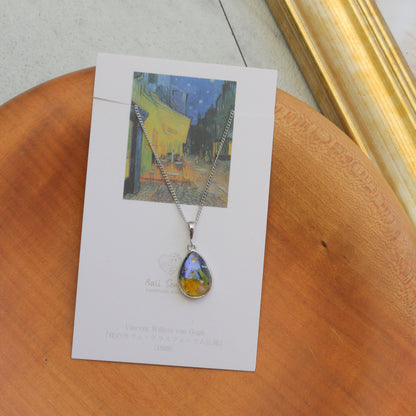 Gogh's Inspired Necklace -Café Terrace at Night -夜のカフェ・テラスフォーラム広場　ロジウムカラーネックレス