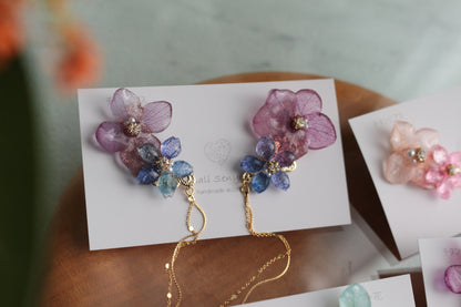 Hydrangea Flying Butterfly Earrings No.40 - Titanium Pierce(ピアス）