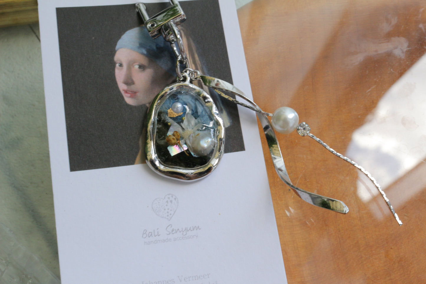 Vermeer Inspired Flower Bag Charm No.3 真珠の耳飾りの少女