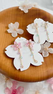 Someiyoshino Sakura Earrings with Colorful Chain #S019