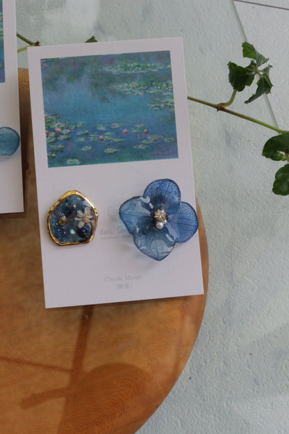 Monet Inspired Flower and Medallion No.27 ピアスTitanium Pierce 睡蓮