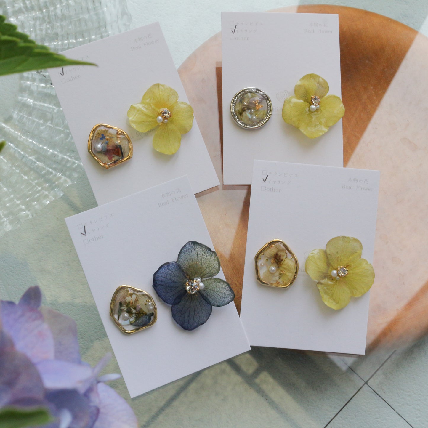 Hydrangea and Flower Medallion イヤリング　Clip-on No.18
