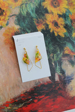 Claude Monet Sunflower Inspired Triangular Floral Earrings - ひまわり No.2