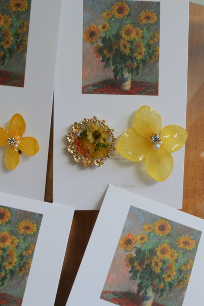 Monet Inspired Flower Earrings No.2４イヤリング Clip-on ひまわり