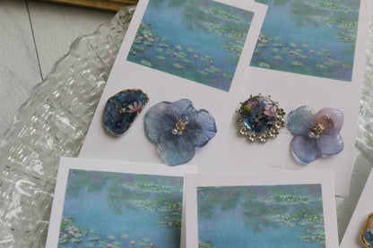 Monet Inspired Flower and Medallion No.31 ピアスTitanium Pierce 睡蓮