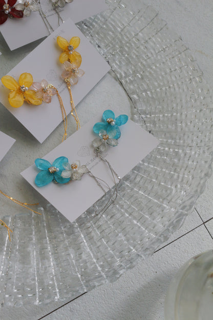Hydrangea Flying Butterfly Earrings No.58 - Titanium Pierce(ピアス）