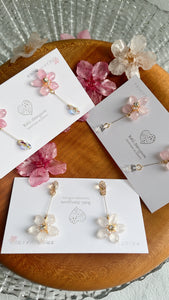 Someiyoshino Sakura Earrings with Hanging Sparkling Gem