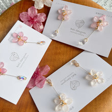 Someiyoshino Sakura Earrings with Hanging Sparkling Gem