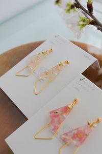 Triangular Floral Earrings With Someiyoshino  #S014