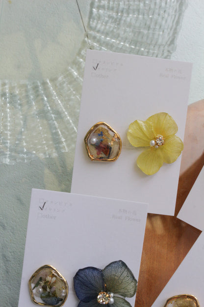 Hydrangea and Flower Medallion イヤリング　Clip-on No.18