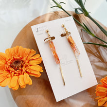 Dangling Gerbera Flower Stick Earrings with Pearl