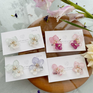 Paired Hydrangea  No.8-  Clip-on(イヤリング）Limited item