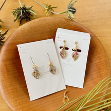 Mini Leaf Earrings With Seasonal Flower Petals No.1  - Time limited