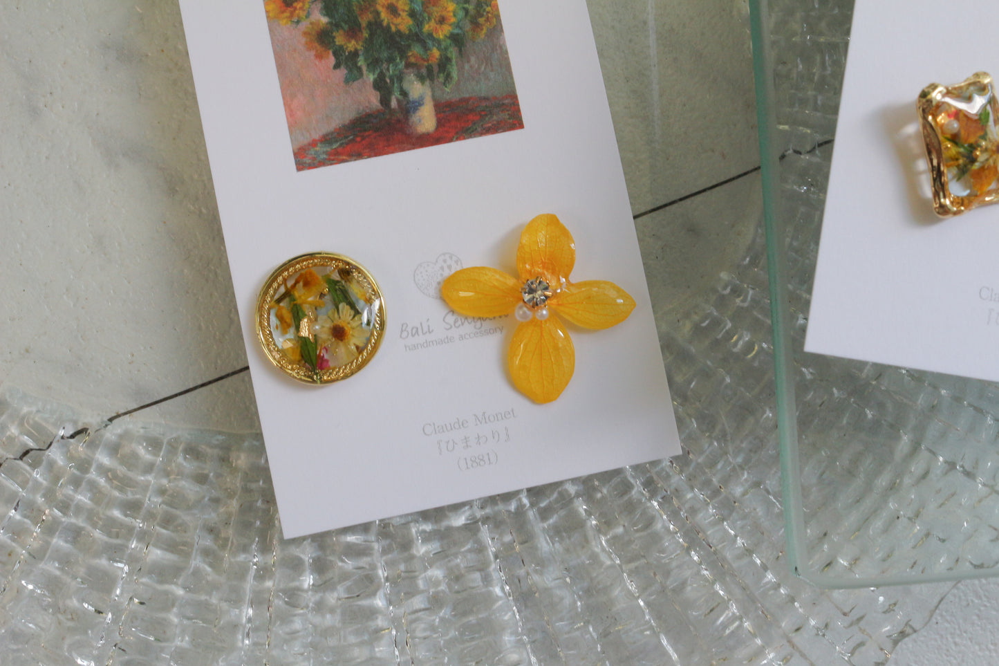 Monet Inspired Flower Earrings No.23 ピアスTitanium Pierce ひまわり