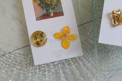 Monet Inspired Flower Earrings No.23 ピアスTitanium Pierce ひまわり